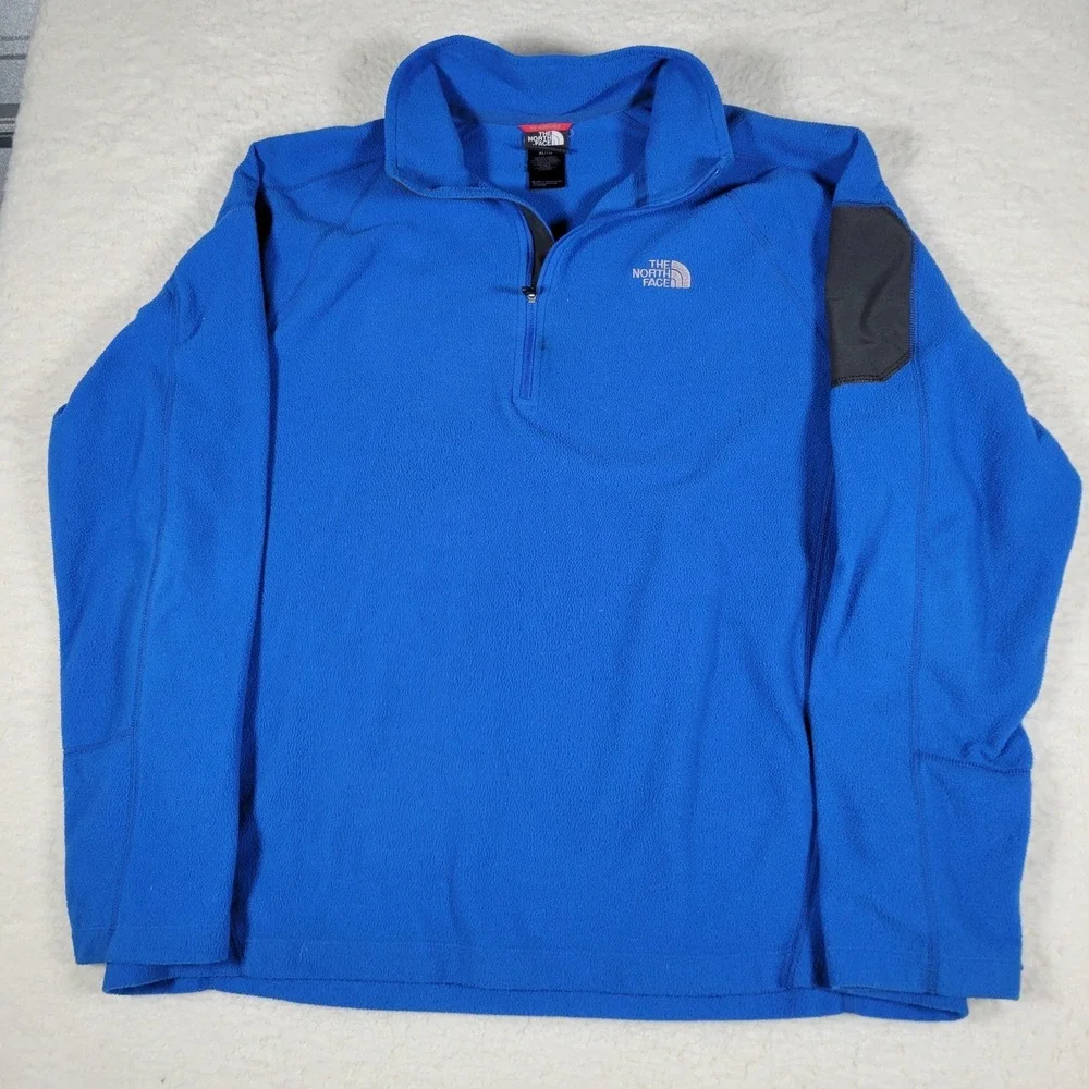 The North Face Fleece Pullover Mens XL Blue TKA 100 1/4 Zip Mock Neck Pocket